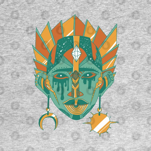 Mountain Green African Mask No 12 by kenallouis